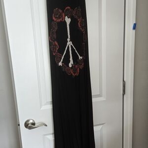 Lauren Moshi Black Maxi Dress with Peace and Rose Design